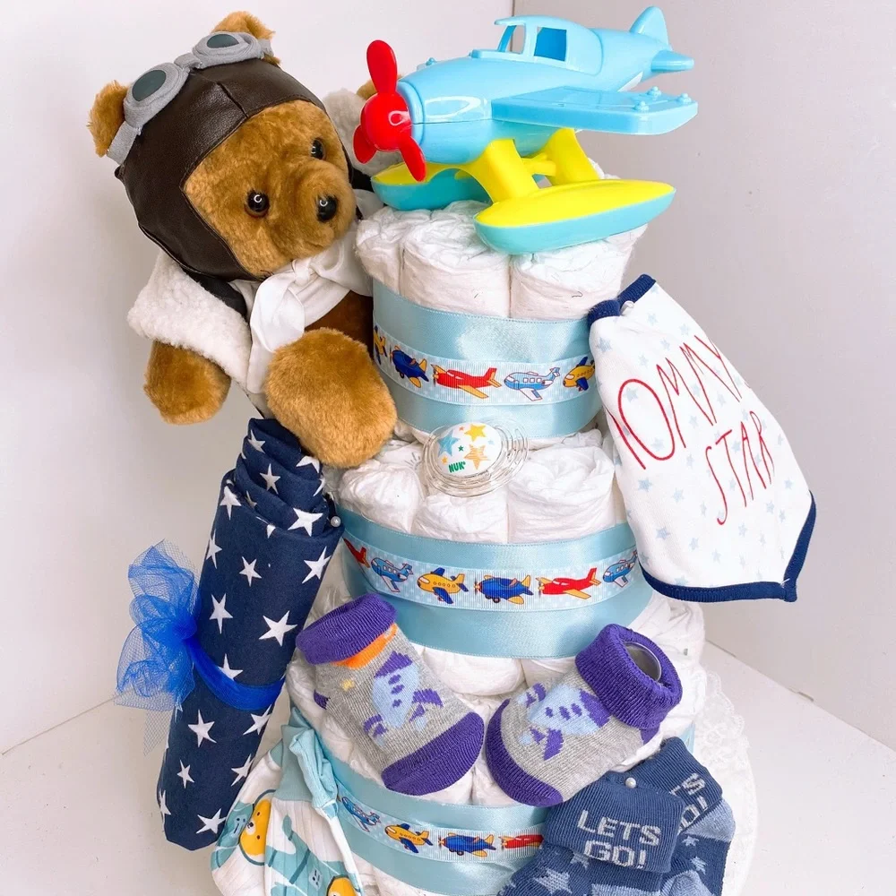 Aviator Pilot Diaper Cake, Baby Shower Gift
